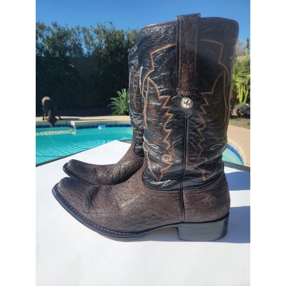 MONTANA GENUINE BULL NECK COWBOY WESTERN BOOT DARK BROWN MADE IN MEXICO Sz 101/2 - Picture 3 of 16